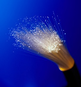 close-up of a fiber optic cable